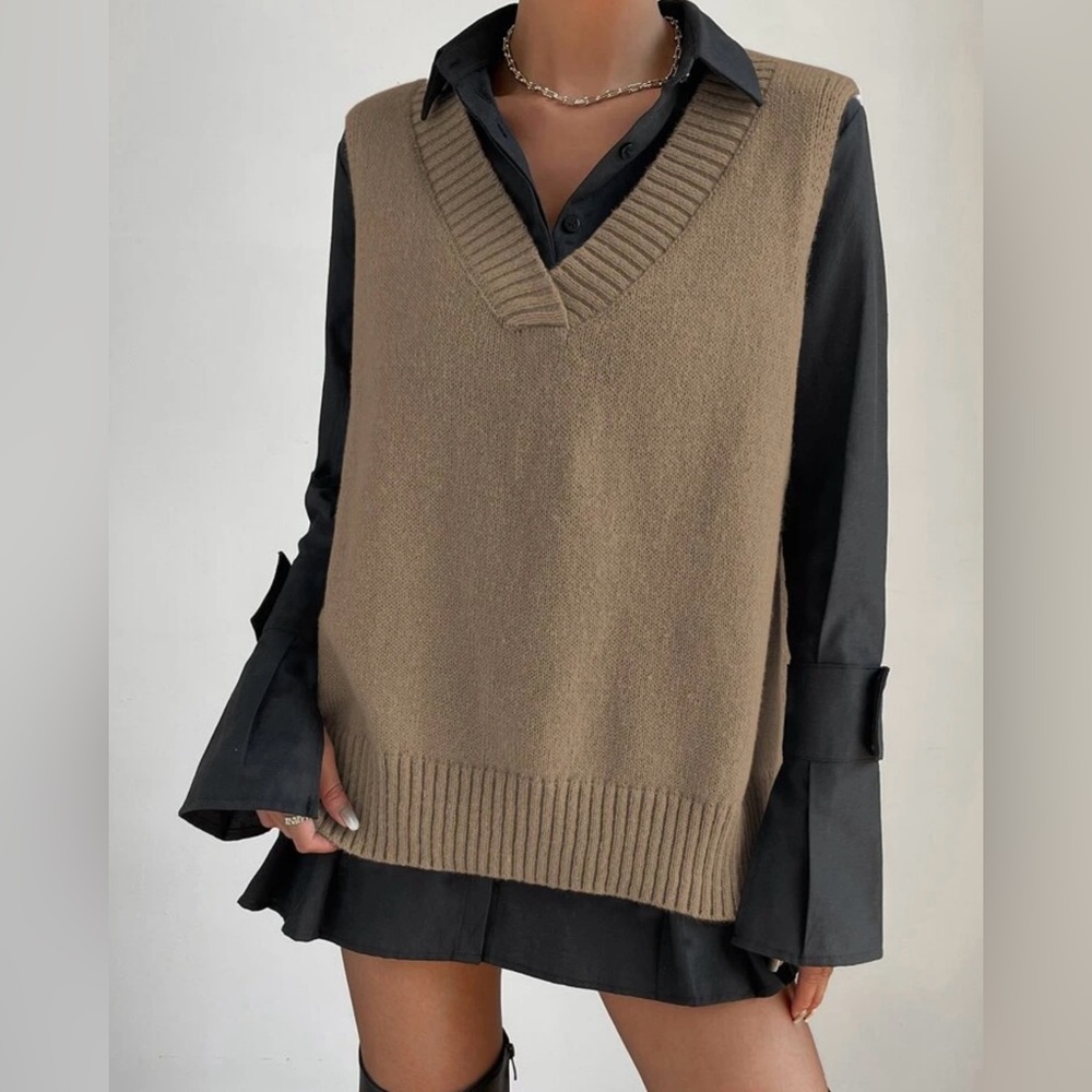 SHEIN Sweater Vest & Button Down Shirt Set